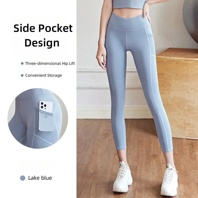 High Waist Jogger Mesh Side Pocket Fitness Gym Legging Sport Outfit for Woman Yoga Wear Tight Gym Workout Running Bike Clothing