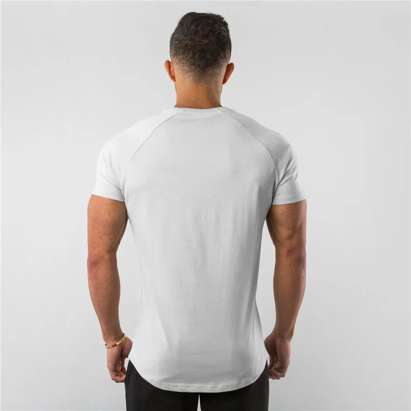 Men's Summer Skinny Casual T-Shirt Short Sleeve Tee Male Gym Fitness Sport Cotton Tops Man Running Workouts Sweatshirt Clothing