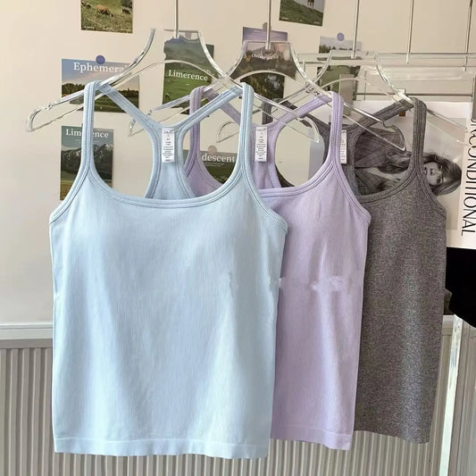 Women's Yoga Wear Sports Bra Shockproof Push-Up Fitness Clothing with Padded Chest Running Outerwear Pilates Tank Top