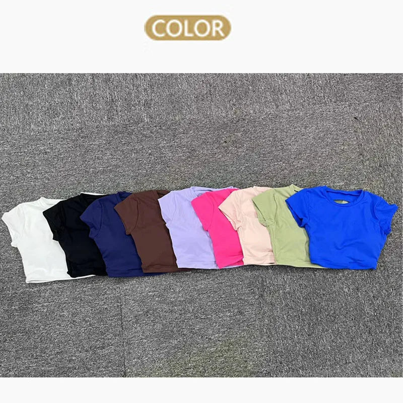 New Sports Shirts Breathable Workout Sportswear Fitness Backless Yoga Clothing Chest Pads Sport Crop Tops Gym Top Women