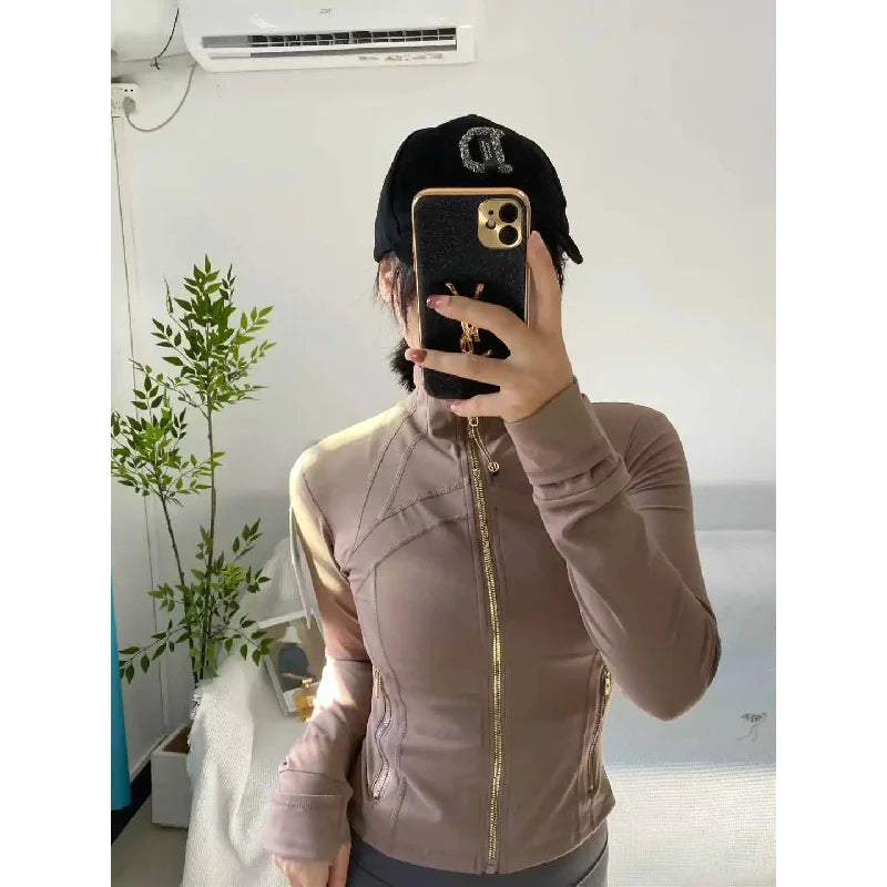 Women Zip Fitness Clothes Long Sleeve Sports Jacket Gym Clothes Woman Yoga Shirt Quick Dry Top Sunscreen Sportswear Yoga Clothes