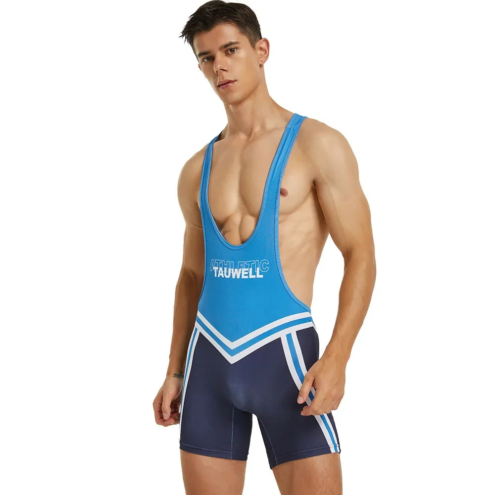 Gym Workout Mens Undershirts Bodysuit Wrestling Singlet Fitness Workout Running Vest Bodywear Underwear Bodybuilding Jumpsuit