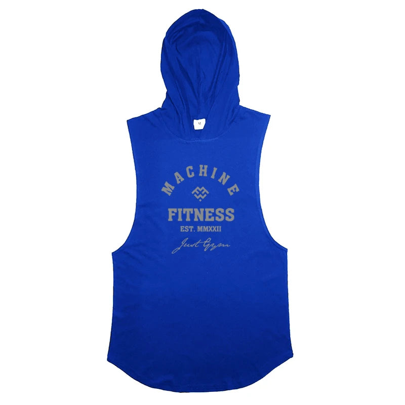 Gym Sport Hooded Clothing Summer Cotton Breathable Fitness Tank Tops Open Side Muscle Vests Mens Bodybuilding Sleeveless Hoodie