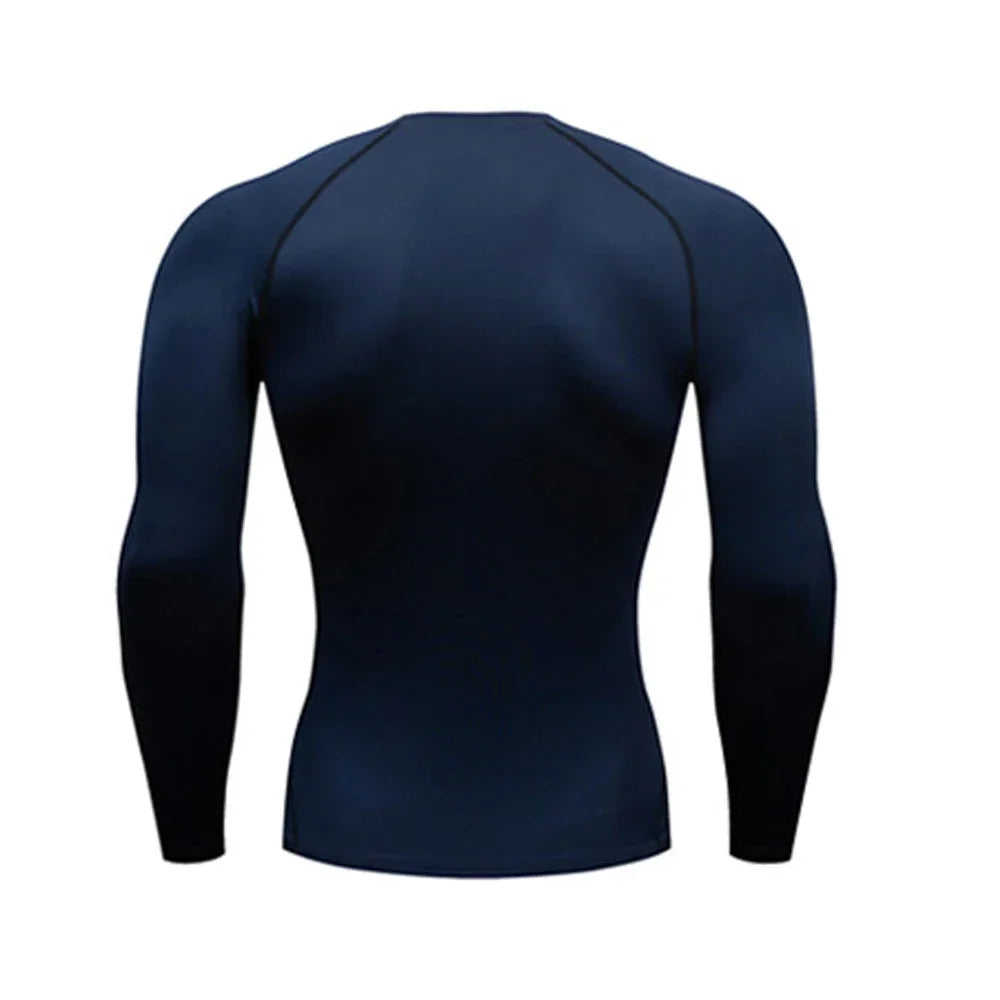 Men's Compression Shirt Men Rashgard Fitness Long Sleeve Running Shirt Man Gym Under T Shirt Football Jersey Sportswear Tights