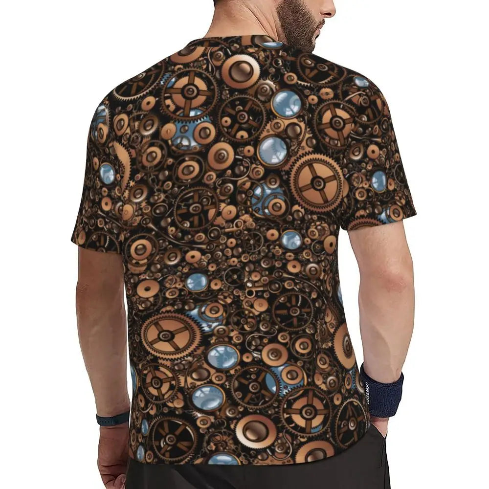 Gym T Shirt For Men Steampunk Design T-Shirts Fashion Wonderful Clockwork Vintage Summer Tees O Neck Streetwear Design Tops