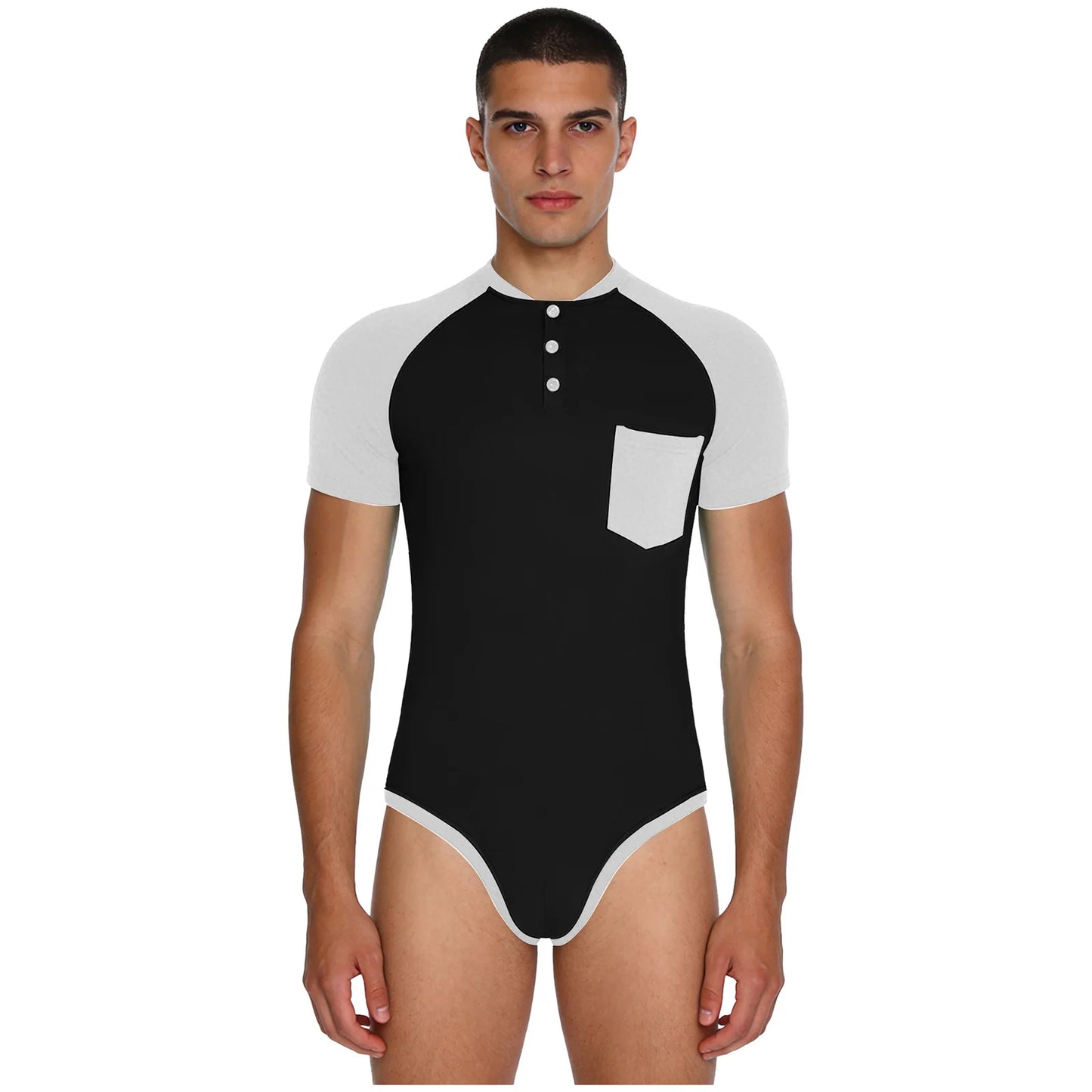 Men Adult Bodybuilding Wrestling Bodysuit Short Sleeve Slim Fit Shirt Jumpsuit for Daily Casual Workout Gym Sports Outfits