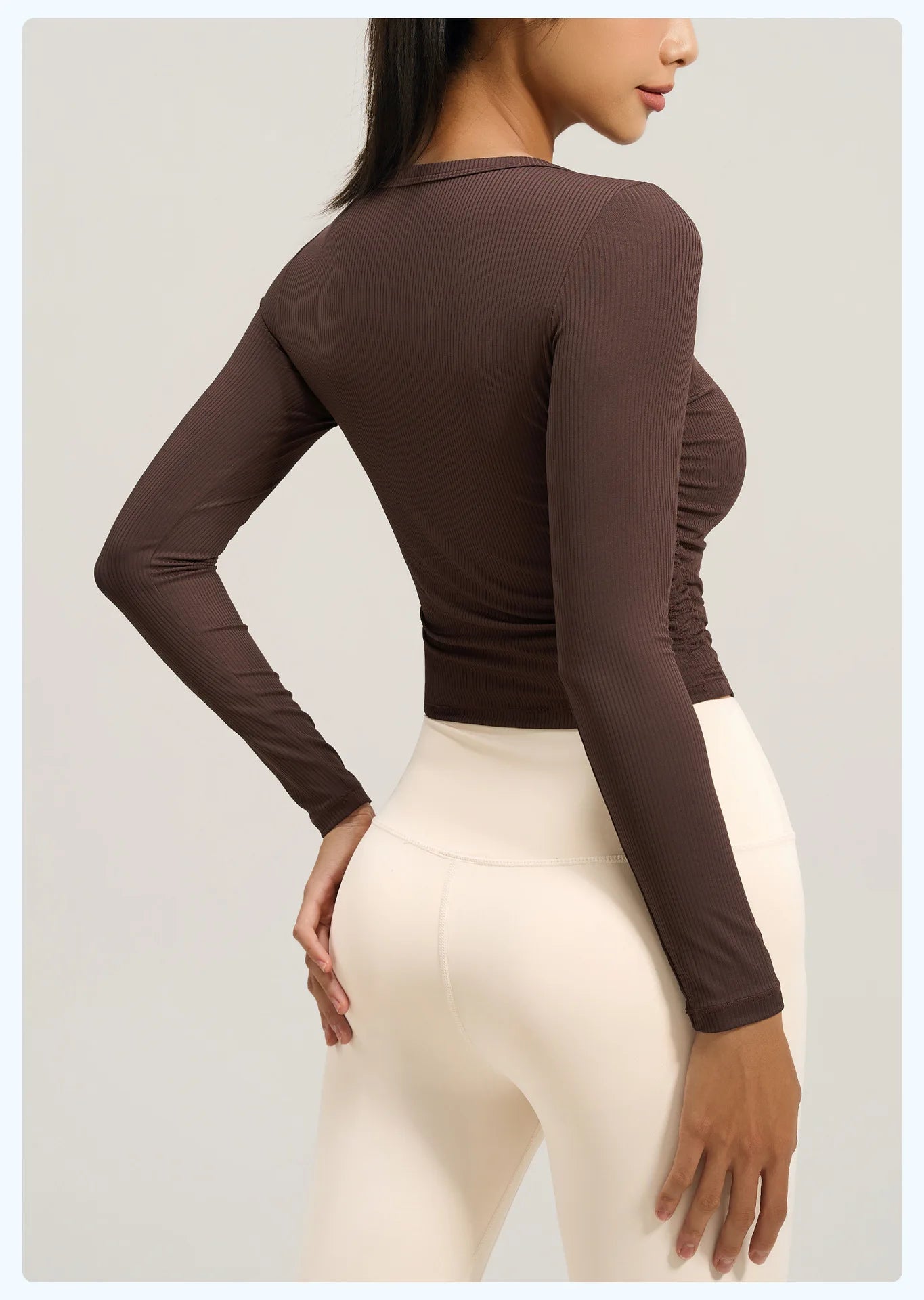 Yoga Top Women Pleated Gym Sports Shirts Breathable Slim Long Sleeve Yoga Wear Pilates Shirt High Elastic Workout Fitness Top