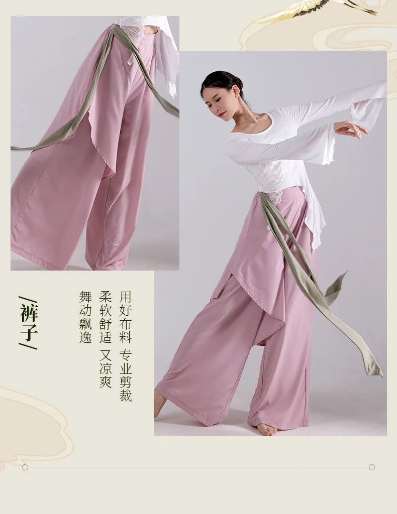 Modern Dance Dance Practice Clothing Long Sleeve Tops Body Training Clothing Classical Dance Dance Women's Loose Wide Leg Pants