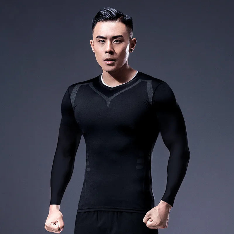 5-Piece Gym Clothing Winter Thermal Bodybuilding Top Men's Jogging Compression Running T Shirt Fitness camisetas de hombre