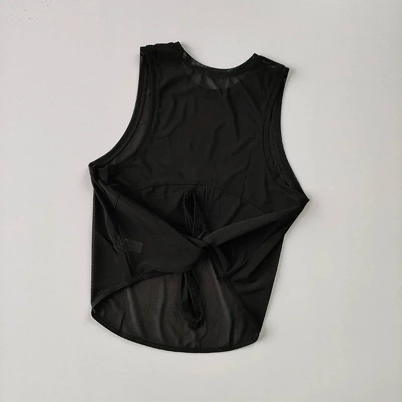 Sports Vest Women's Quick Dry Loose Running Gym Top Sleeveless Beautiful Back Wear Mesh T-Shirt Smock Yoga Wear
