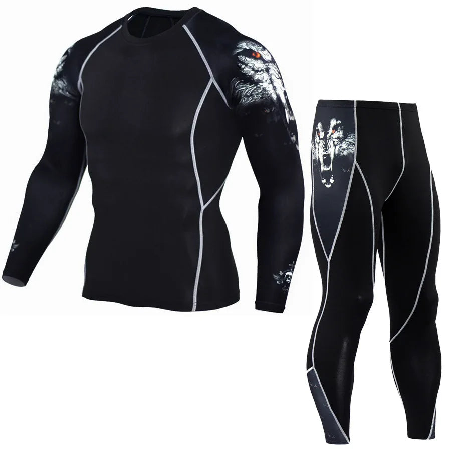 Men's Compression Sportswear Suits Gym Tights Training Clothes Workout Jogging Sports Set Running Rashguard Tracksuit For Men