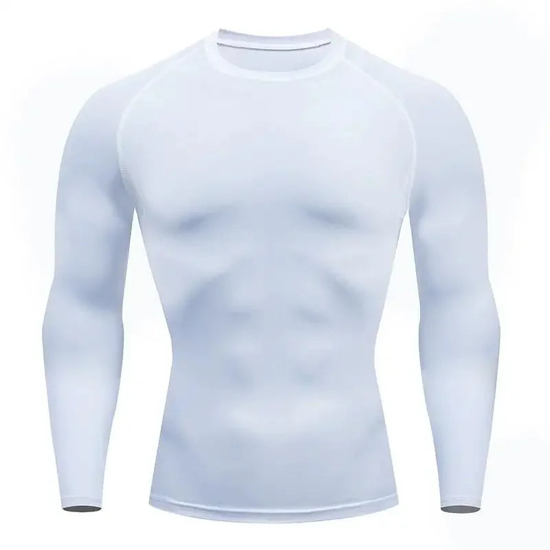 Men's tight fitting running shirt, quick drying long sleeved sportswear, men's gym clothing, fitness T-shirt, training exercise