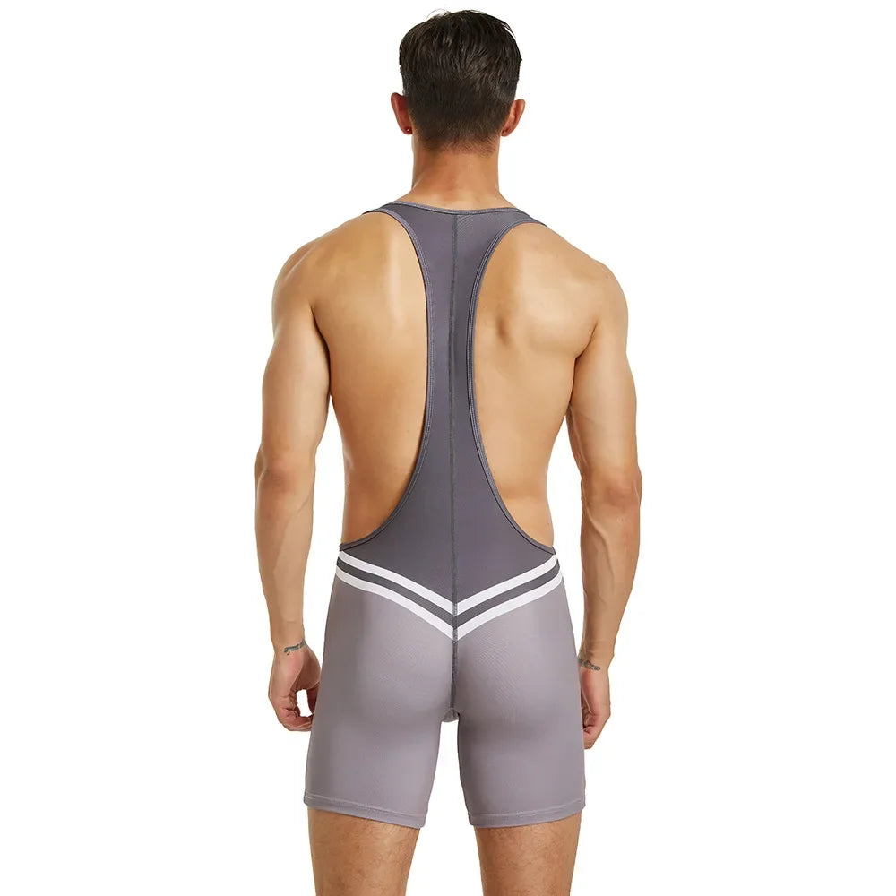 Gym Workout Mens Undershirts Bodysuit Wrestling Singlet Fitness Workout Running Vest Bodywear Underwear Bodybuilding Jumpsuit