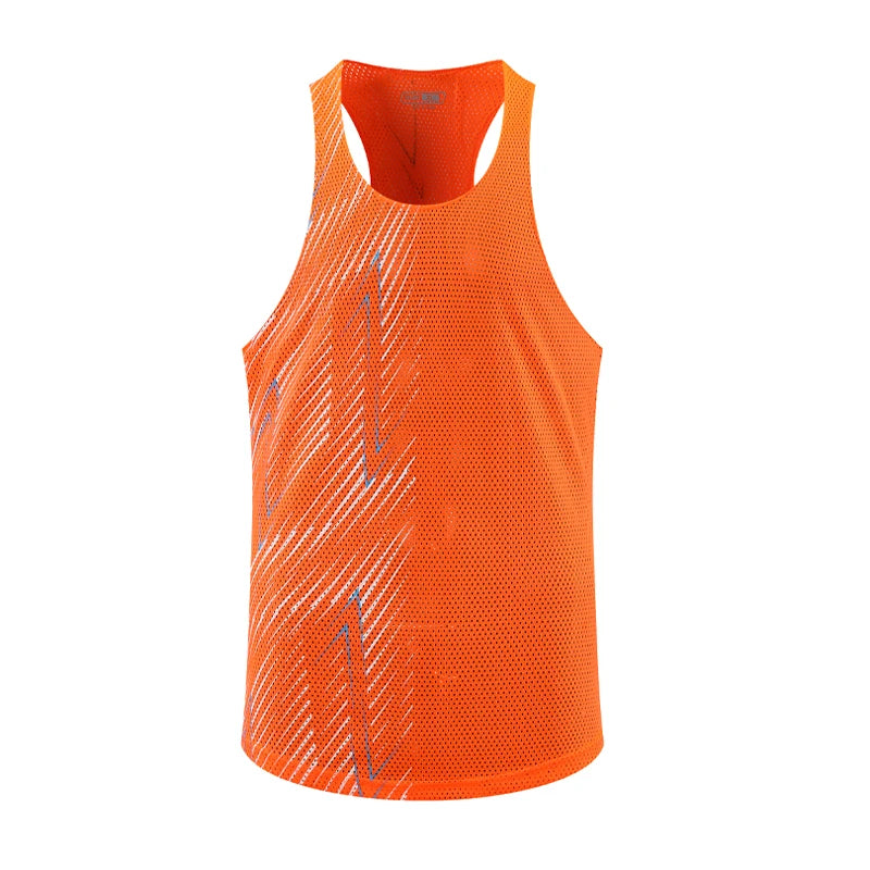 Men Casual Sport Vests Quick Dry Breathable Fitness Running Gym Sleeveless Mesh Workout Vests Prints Bodybuilding Muscle Singlet