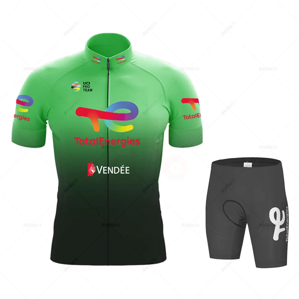 Cycling Clothing Sets for Men, Breathable Anti-UV Bicycle Wear, Short Sleeve Bike Jersey, Summer, New, Total Energies, 2025