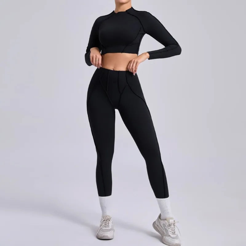 Seamless Yoga Sets Sports Fitness Peach Hip High Waist Tight Pleated Breathable Running Workout Clothing Gym Yoga Suit for Women