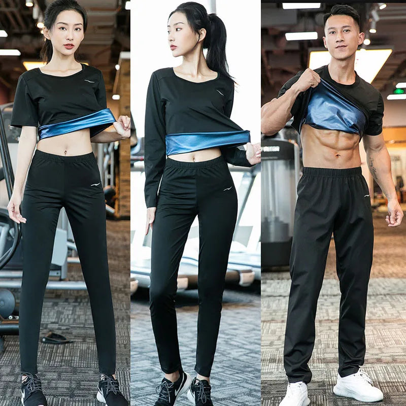 Sauna Suit Men Anti Rip Sweat Suits Gym Boxing Workout Jackets Waist Vest Trainer Workout Exercise Fitness Gym Long Sleeve Shirt