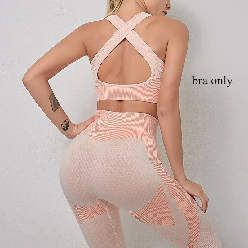 Yoga Clothes Gym Wear Women Fitness Clothing Outfit Workout Zipper Sportswear Long Sleeve Crop Bra Top Leggings Seperately Sold
