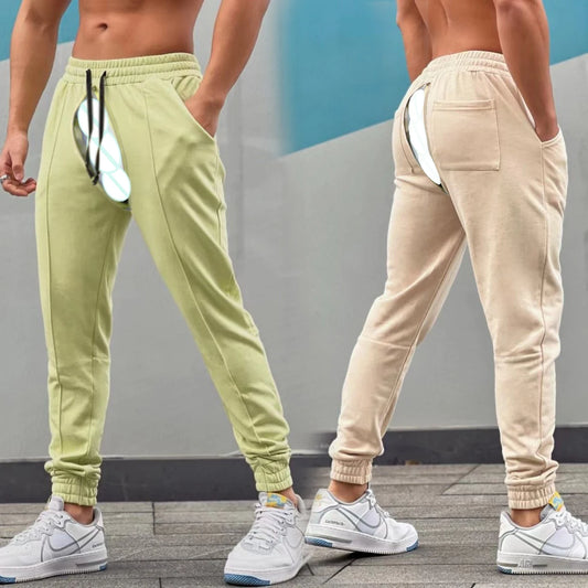 Gym Fitness Sports Pants Men's Trousers Cotton Open Crotch Erotic Outdoor Sex Casual Running Joggers Basketball Sweatpants Men