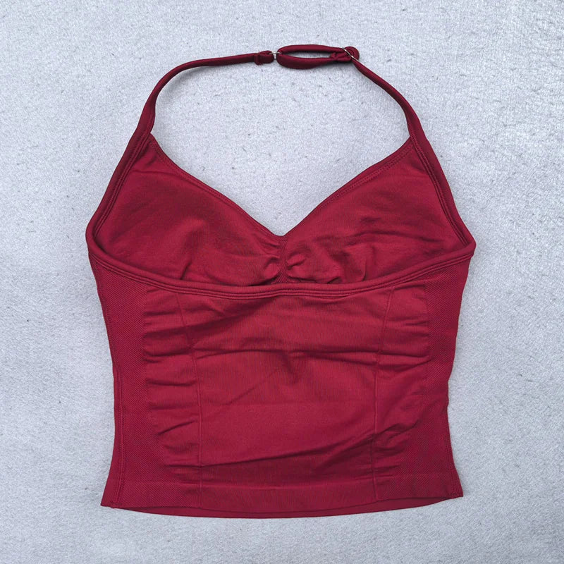 New Seamless Yoga Set Women Gym Clothing Scrunch Bum Legging Padded Tank Top Workout Outfits Fitness Sportswear Suits