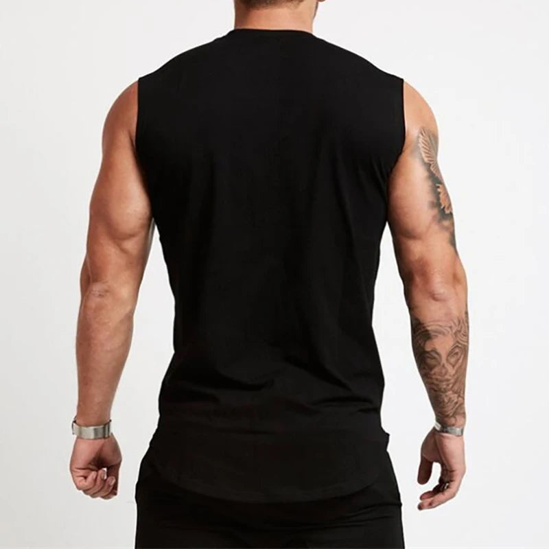 Mens Cotton Vests Gym Workout Sleeveless T Shirts Bodybuilding Muscle Clothing Fitness Sportwear Workout Muscle Tank Tops