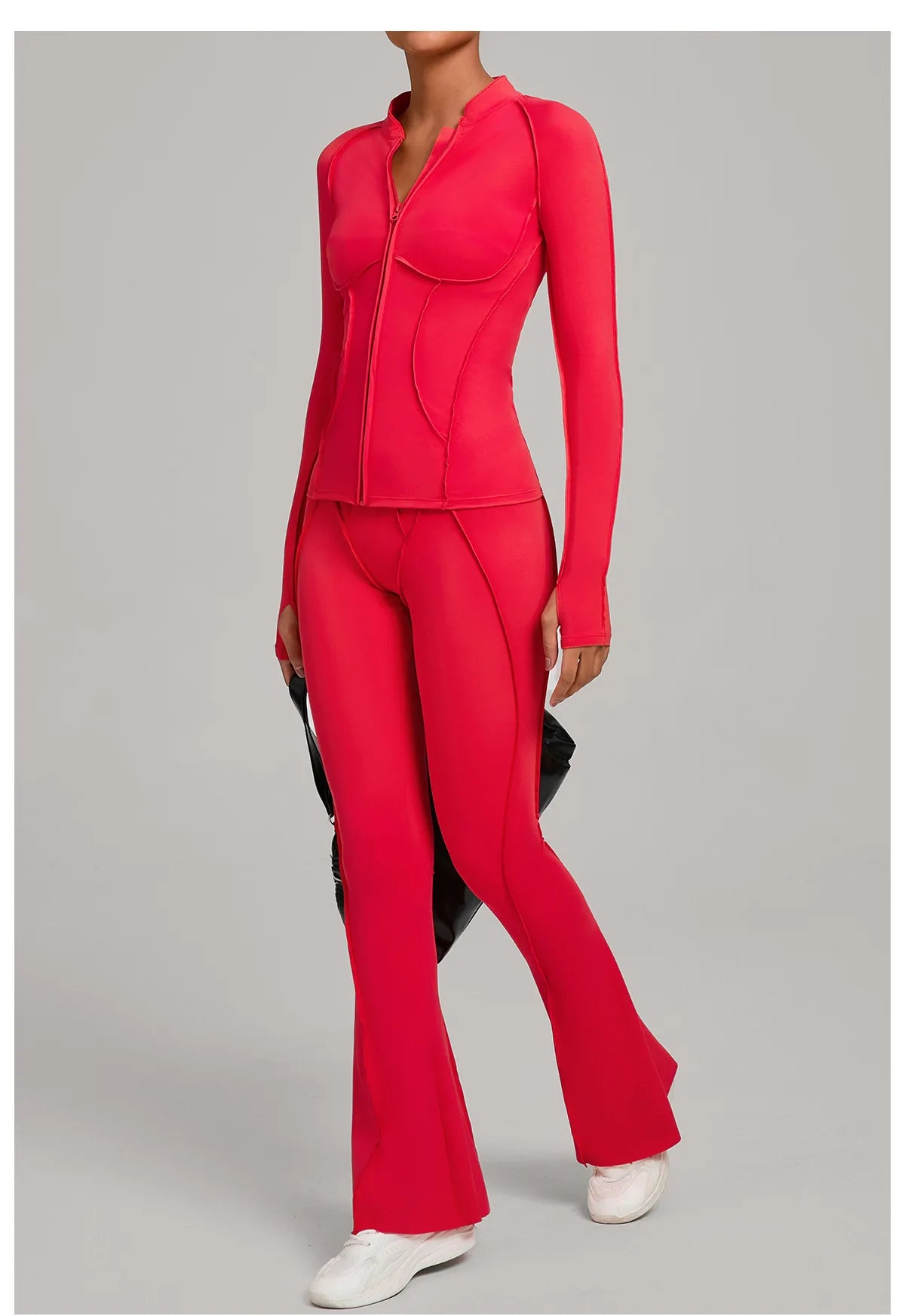 Gym Yoga Outfit for Women Autumn Winter Zipper Long Sleeve Fitness Suit Daily Casual Running Fitness Sportswear Two-Piece Sets