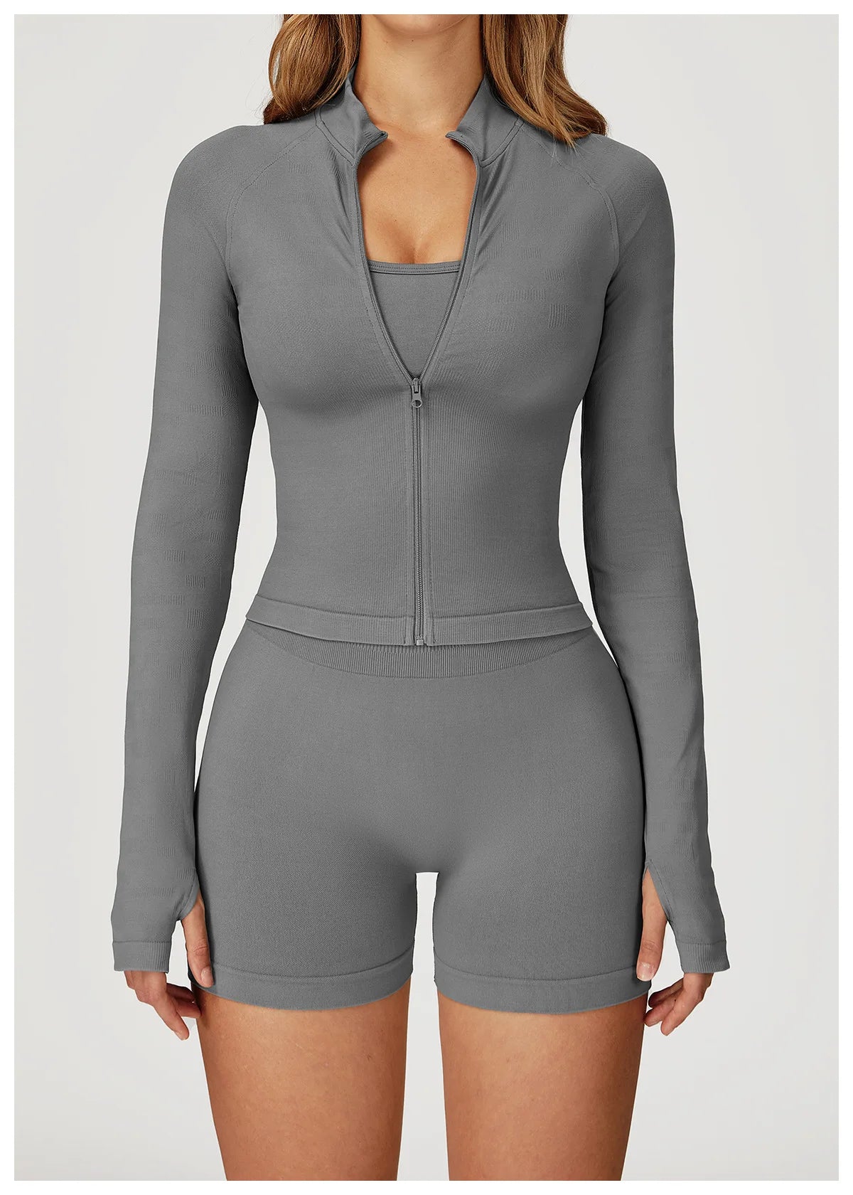 Seamless 2 Pieces Yoga Suit Sports Outfits Women Gym Set Women Tracksuit Running Workout Long Sleeve Sports Shirt Yoga Clothing