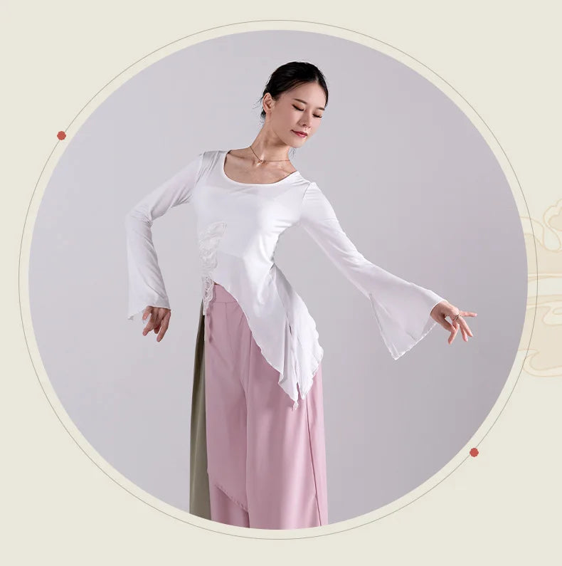 Modern Dance Dance Practice Clothing Long Sleeve Tops Body Training Clothing Classical Dance Dance Women's Loose Wide Leg Pants