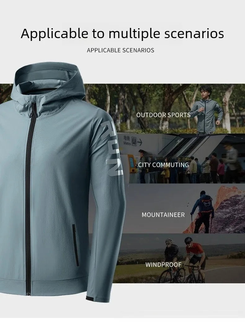 Men's Waterproof Casual Sportswear Set Tight Fitting Trendy Gym Running Clothes for Spring Summer Morning Jogging