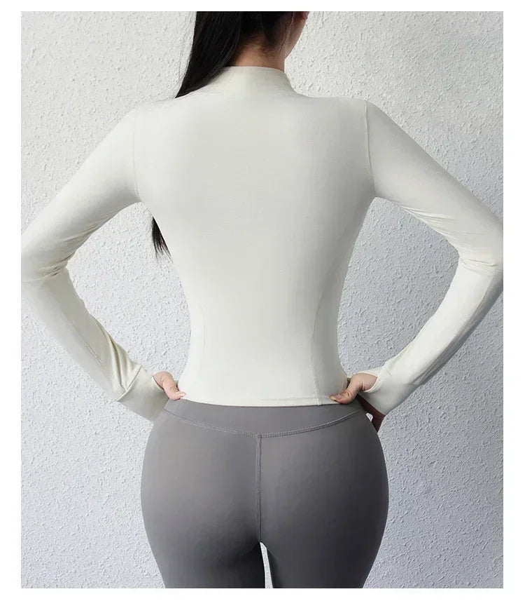 2024 Yoga Wear Running Sports Jacket Quick-drying Women's Fitness Wear Zipper Yoga Wear Top Jacket Long Slim Training Wear