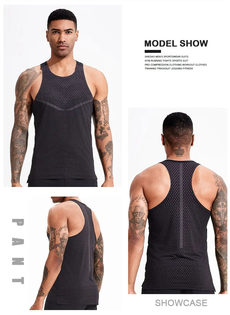 Men's Running Vest Outdoor Training Clothing Male Sportswear Sleeveless T-shirt Gym Jogging Tank Top Bodybuilding T Shirt