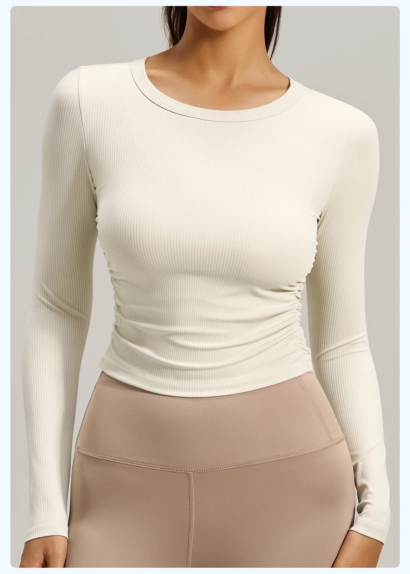 Yoga Top Women Pleated Gym Sports Shirts Breathable Slim Long Sleeve Yoga Wear Pilates Shirt High Elastic Workout Fitness Top