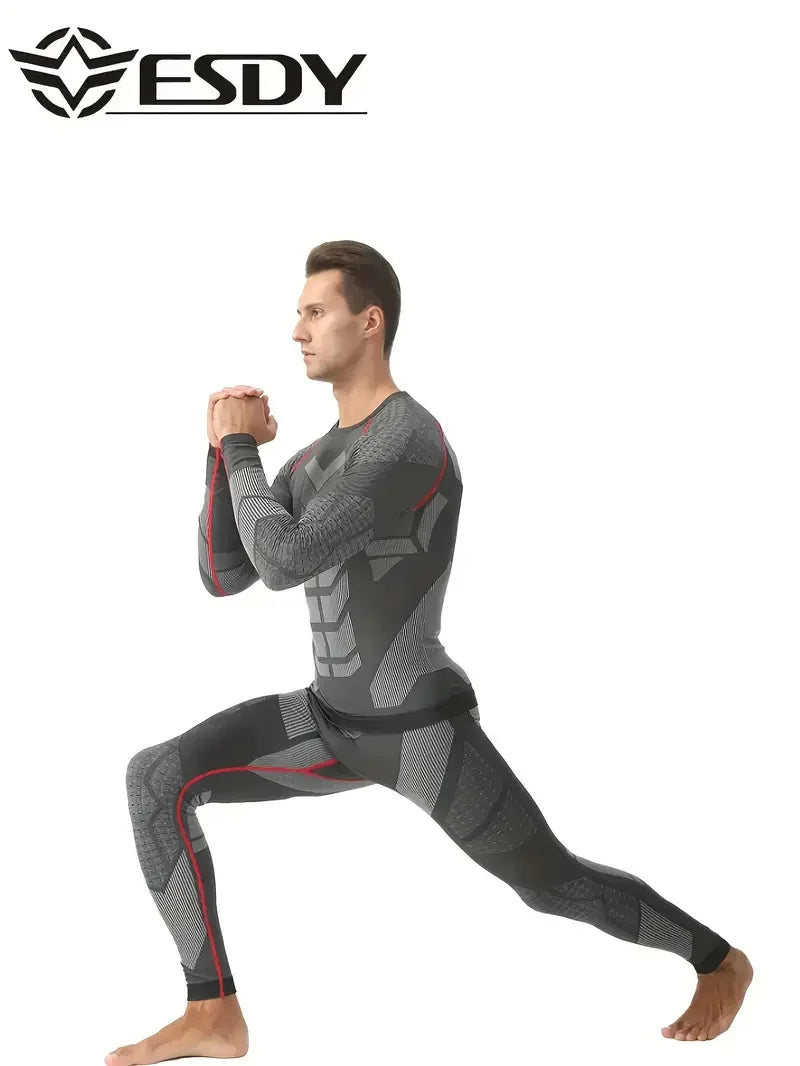 Men'S Outdoor Sports Thermal Underwear Sports Suit Training Fitness Clothing Men'S Fitness T-Shirt Quick-Drying Tops And Pants
