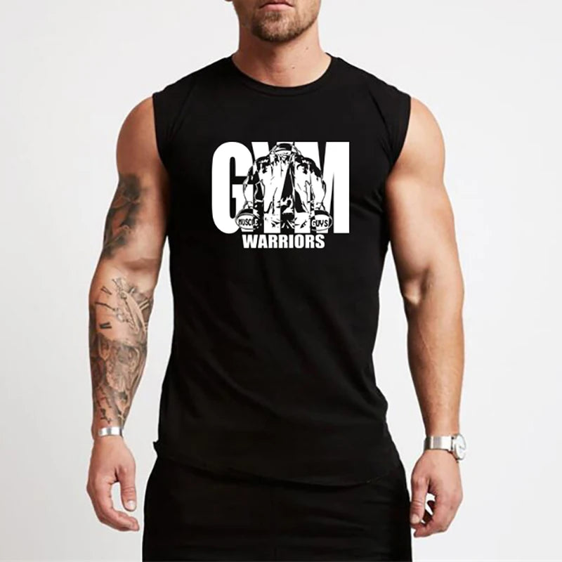 Mens Cotton Vests Gym Workout Sleeveless T Shirts Bodybuilding Muscle Clothing Fitness Sportwear Workout Muscle Tank Tops