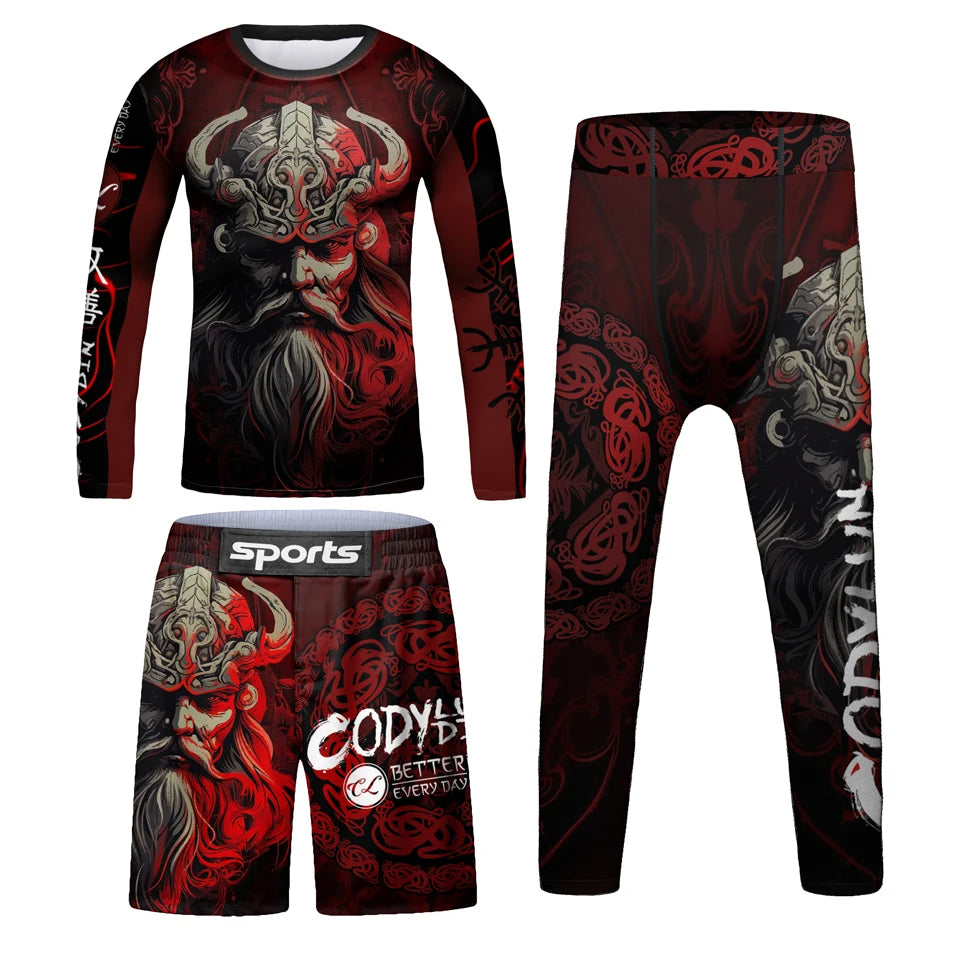 Kids Gym Clothing Tracksuit MMA BJJ Jiu Jitsu Rashguard Quick Dry Boy Children Boxing Sport Suit Running Set Training Sportswear
