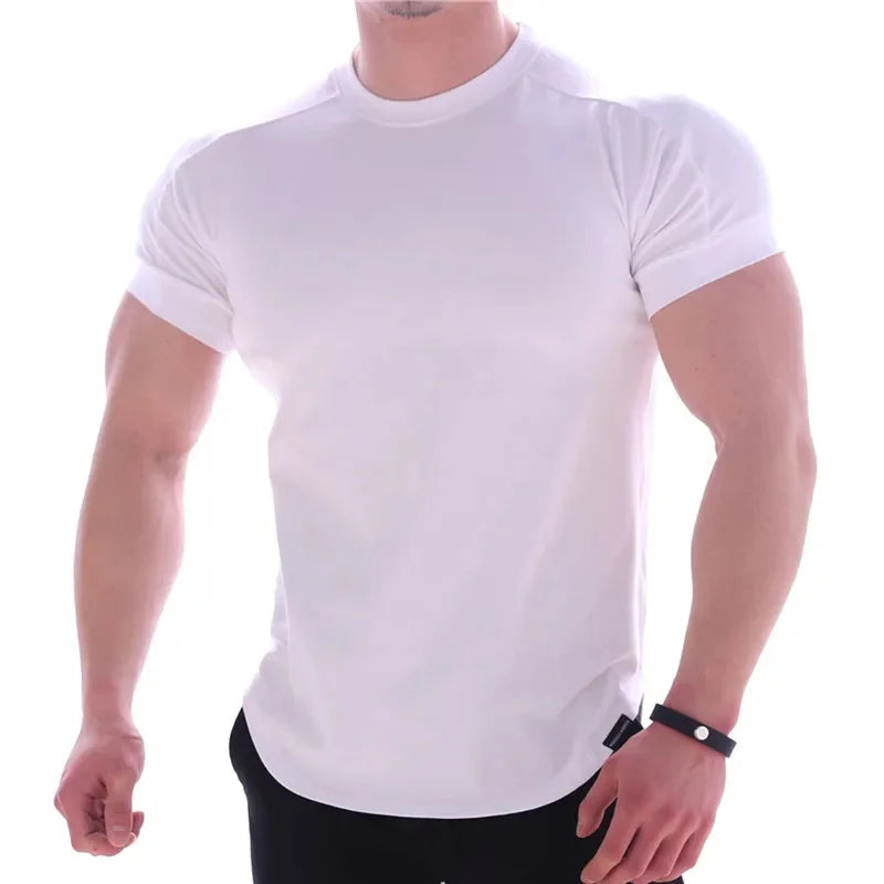2024 Summer Sports t shirt Men Gyms Short sleeve Fitness T-shirt Male quick-dry Workout Outdoor tight Tees Tops Men sportswear