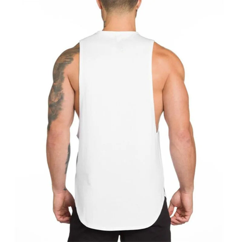 Men Bodybuilding Sleeveless Vest Casual Gym Tank Top Cotton White t Shirt Quick Dry Sport Fitness Singlets Vest Man Gym Clothing