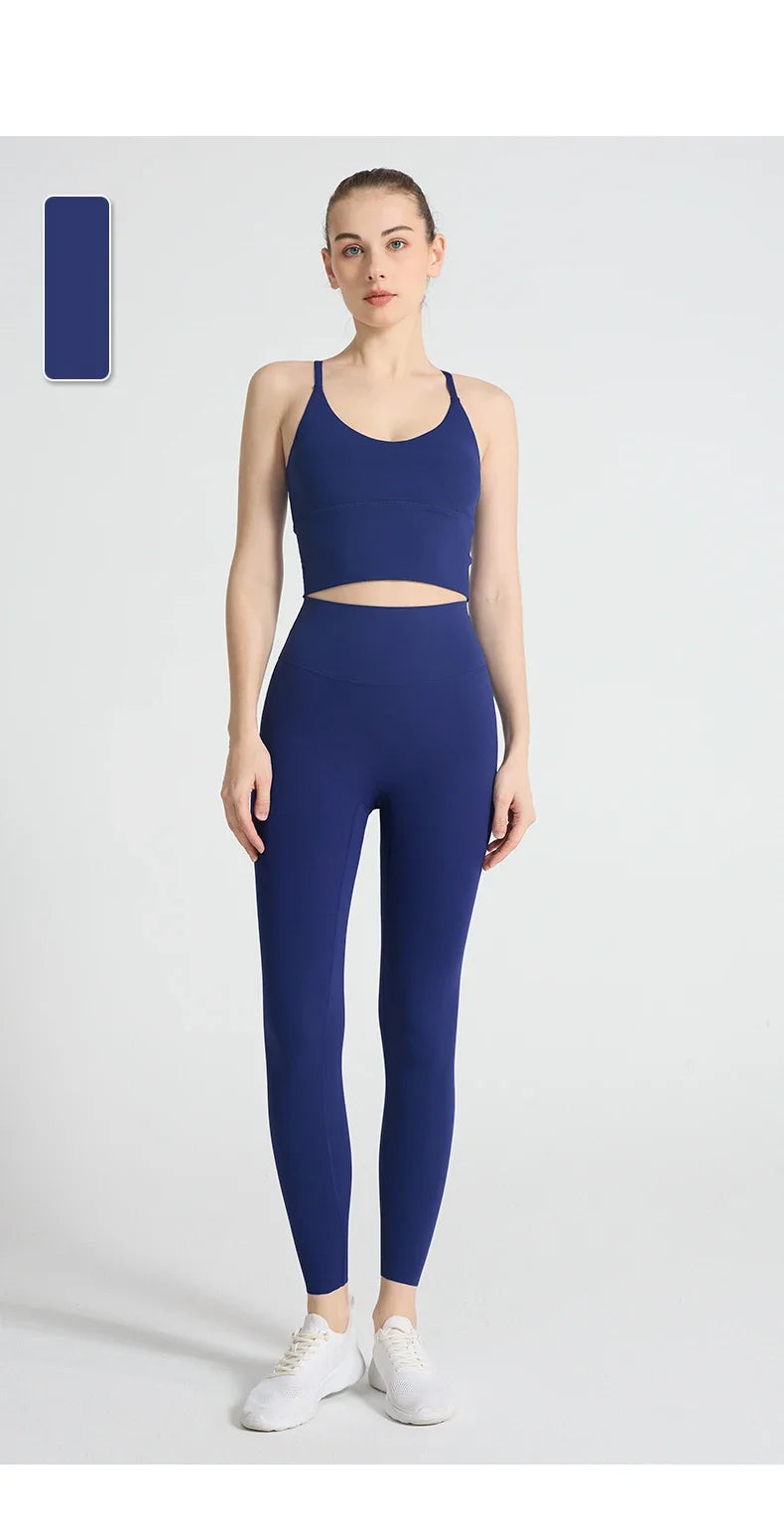 2PCS Women Yoga Set Sport Suit Gym wear Workout Clothes Sports Crop Top High Waist Legging Fitness Bra Set Breathable Gym Suits