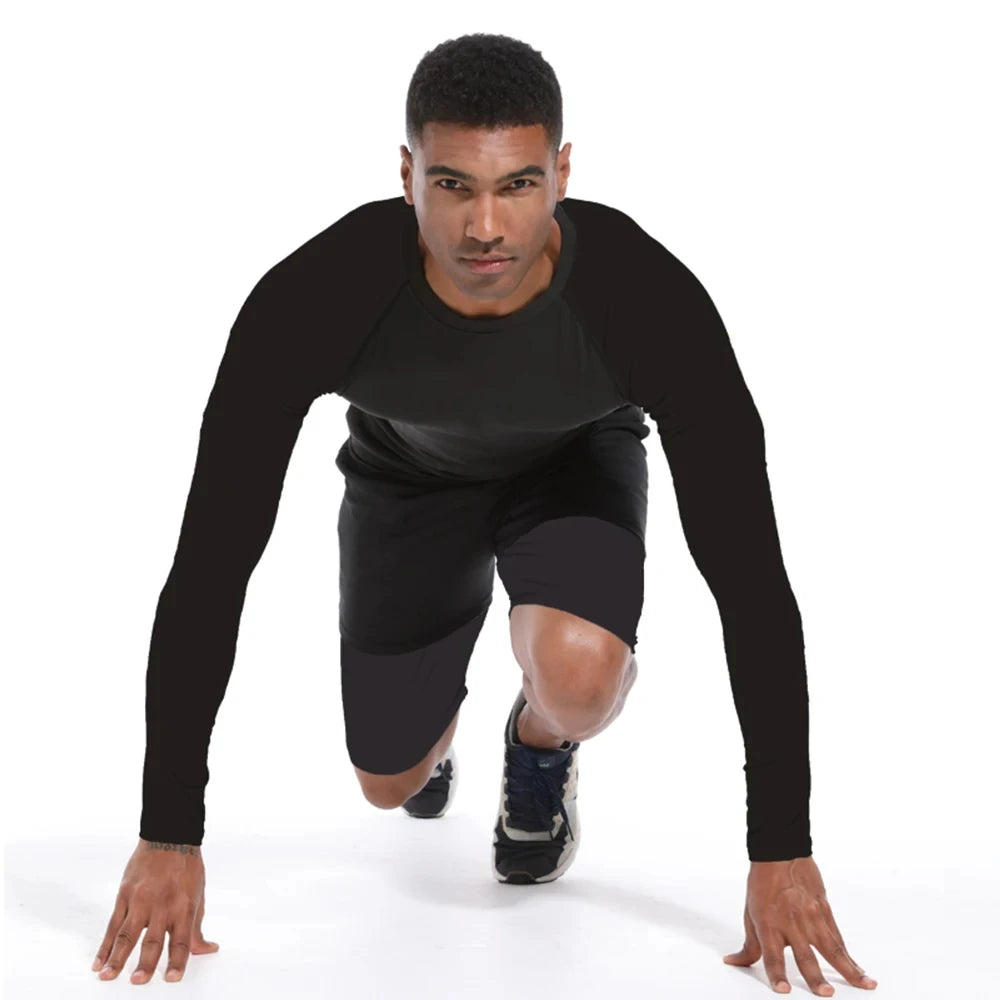 Gym Workout Running T-shirt Men Graphic Print Compression Shirt Breathable T-shirt Top Sports Quick-drying Bottoming Sportswear