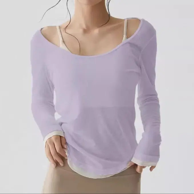 Yoga clothing cover up, women's slim fit sports long sleeved, breathable Pilates top for external wear