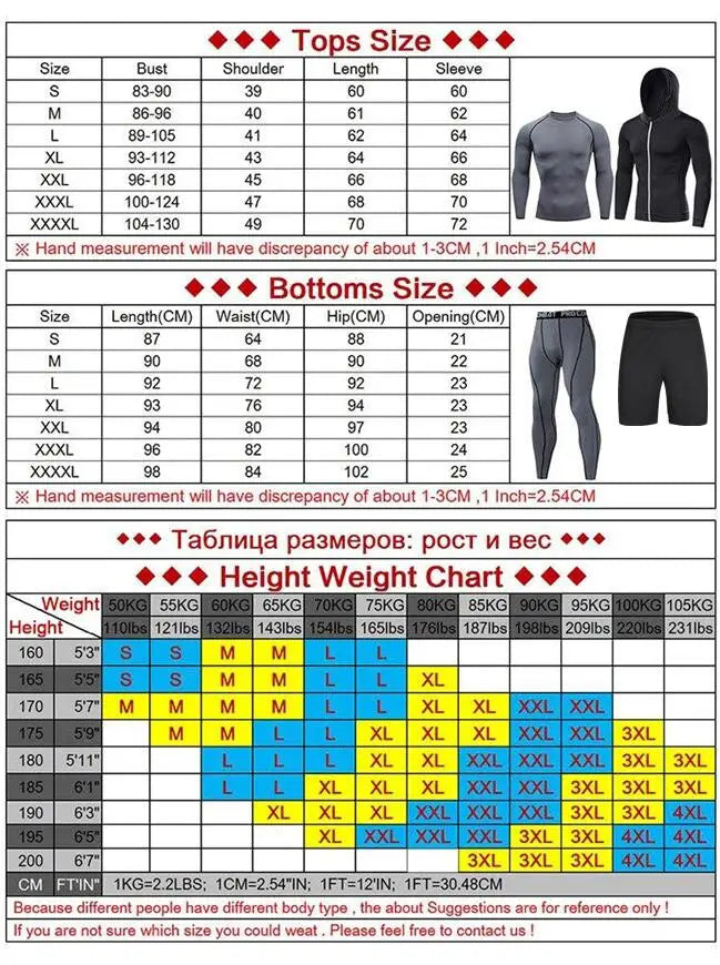 Men's Compression Set Men Sportswear Gym Fitness Suits Training Jogging Sport Tights Clothing Rashguard Running Tracksuit Men