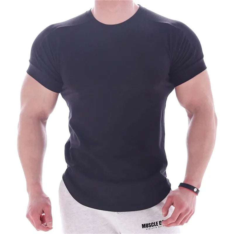 2024 Summer Sports t shirt Men Gyms Short sleeve Fitness T-shirt Male quick-dry Workout Outdoor tight Tees Tops Men sportswear