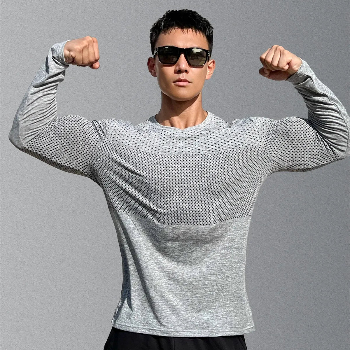 Men Gym Fitness Running Sport Quick Dry Shirts Skinny Long Sleeve T-shirt Male Jogging Workout Tees Tops Training Clothing