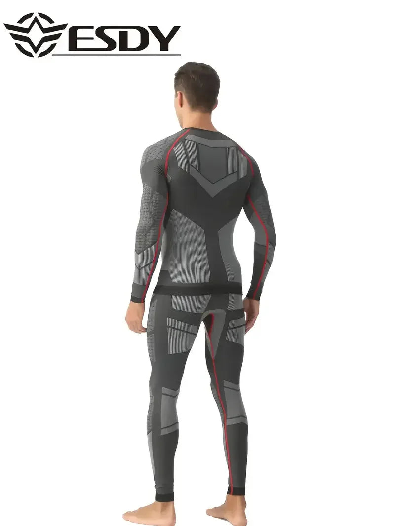 Men'S Outdoor Sports Thermal Underwear Sports Suit Training Fitness Clothing Men'S Fitness T-Shirt Quick-Drying Tops And Pants