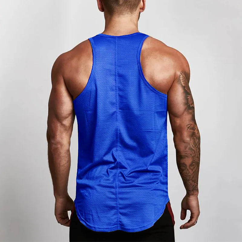 Gym Fitness Mesh Running Vests Quick Dry Clothing Casual Tank Tops Mens Bodybuilding Sleeveless Singlets Workout Man Undershirt
