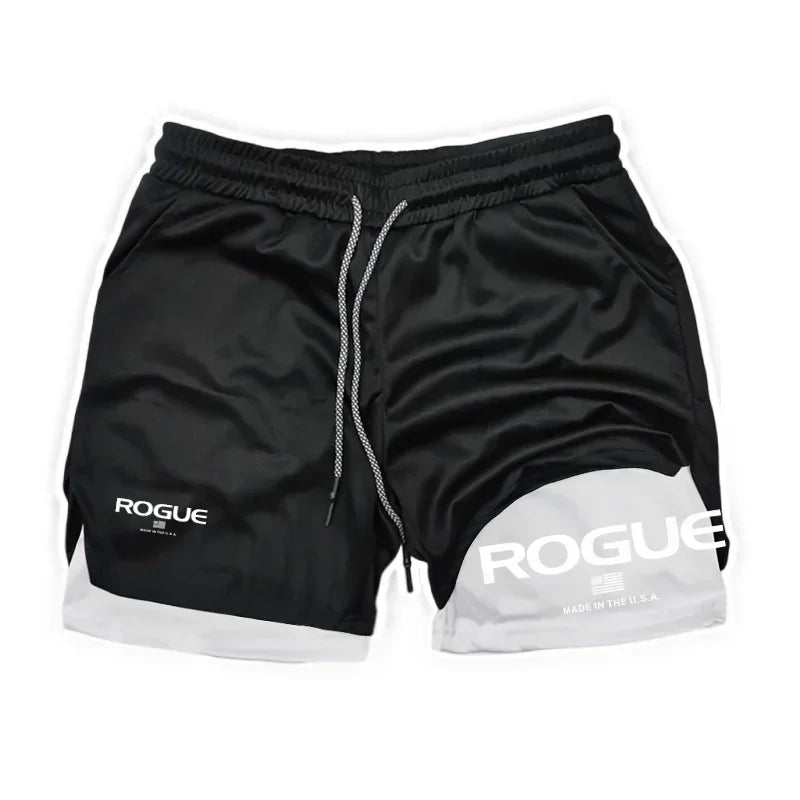 Gym Men's Sports Shorts Two-in-One Four-Season Sports Wear Double-Layer Tight Shorts