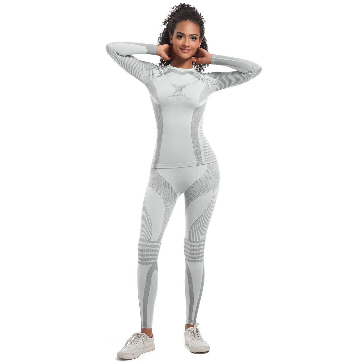 Women Girl Skiing Underwear Set Fitness Workout Thermal Gym Ski Snowboarding Sport Running Hiking Jogging Yoga Exercise Suit A84