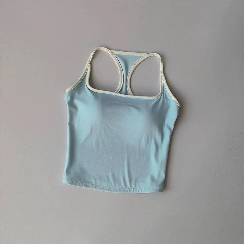 Sports and Fitness Vest with Chest Pad Summer Shockproof Beauty Back Nude Feeling Suit Pilates Training Yoga Top Yoga Clothing