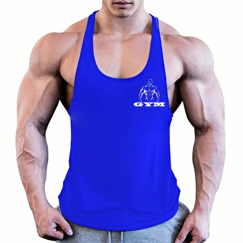 Men's Sleeveless Gym Y-Back Vest, Movement-Friendly Cotton Athletic Undershirt for Muscle Training & Fitness Workout