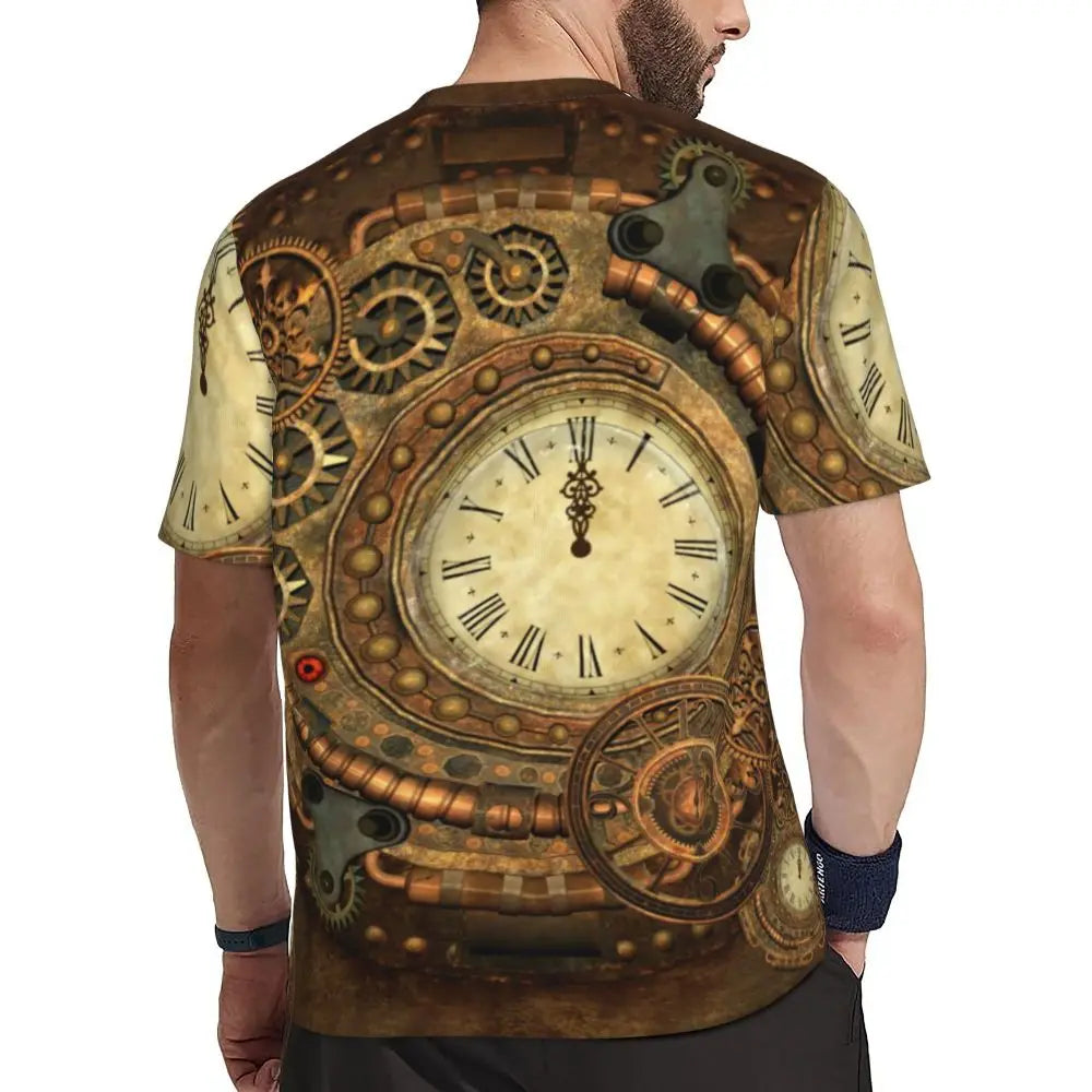 Gym T Shirt For Men Steampunk Design T-Shirts Fashion Wonderful Clockwork Vintage Summer Tees O Neck Streetwear Design Tops